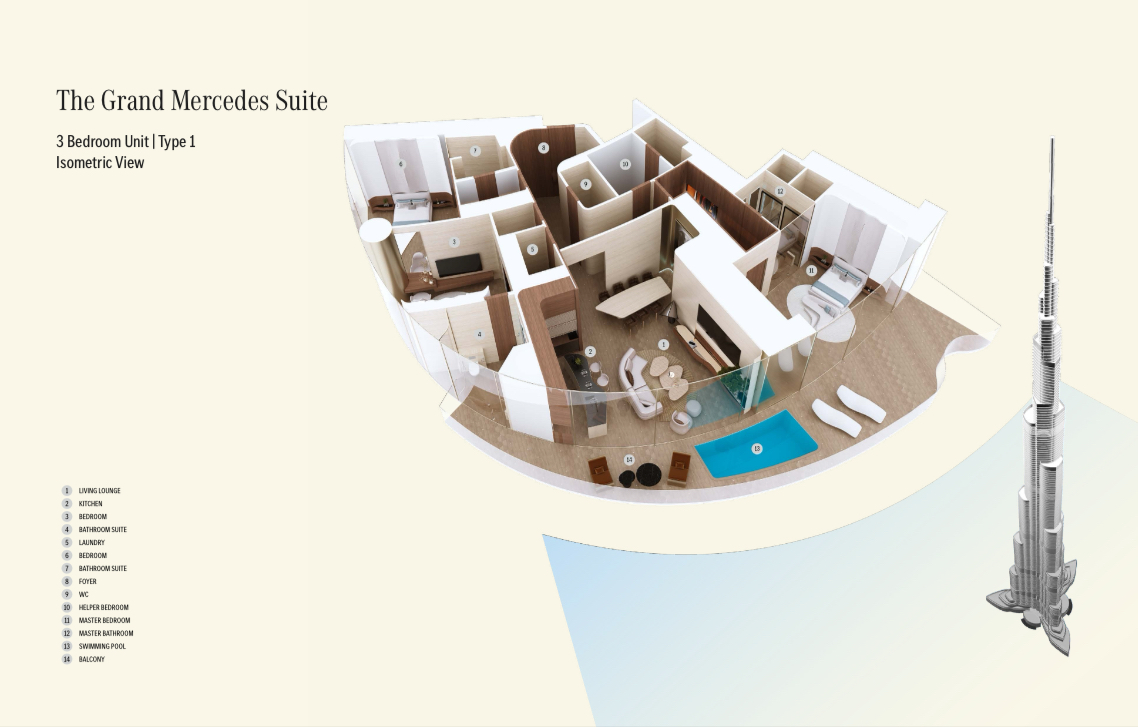 3-Bedroom Apartment – Mercedes-Benz Places, Downtown Dubai - Photo 3